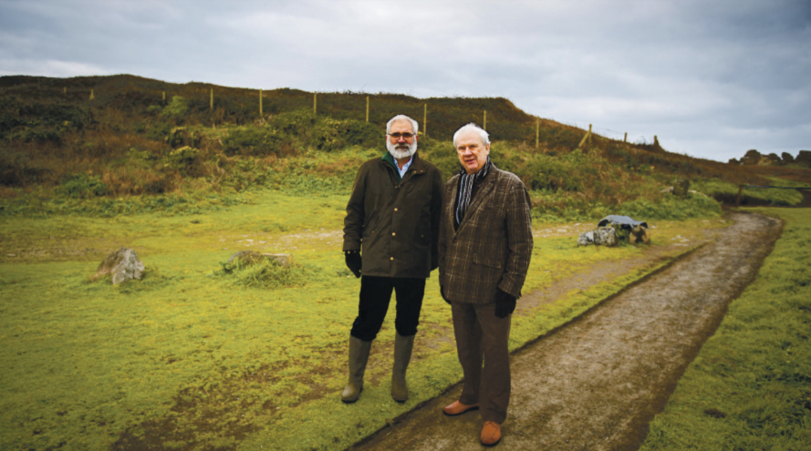 National Trust of Guernsey president Mike Brown, left, and his opposite number at La Société Guernesiaise, Roy Bisson, at Creve Coeur, which the two charities will work on together. (Picture by Sophie Rabey)