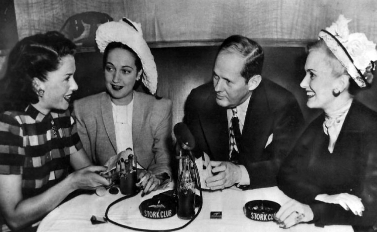 Actresses Jinx Falkenburg, Dorothy Lamour and Anita Colby at The Stork Club in 1946.
